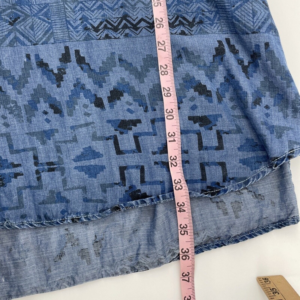 Philosophy Tunic Dress Women's Medium Boho Western Aztec Denim Chambray Pockets - Picture 9 of 10